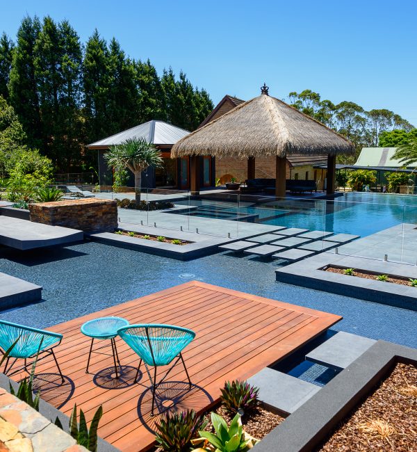 Resort style pool, with special design for Hamik Luxury Homes, full laticrete system, including epoxy grout, multi award winning job